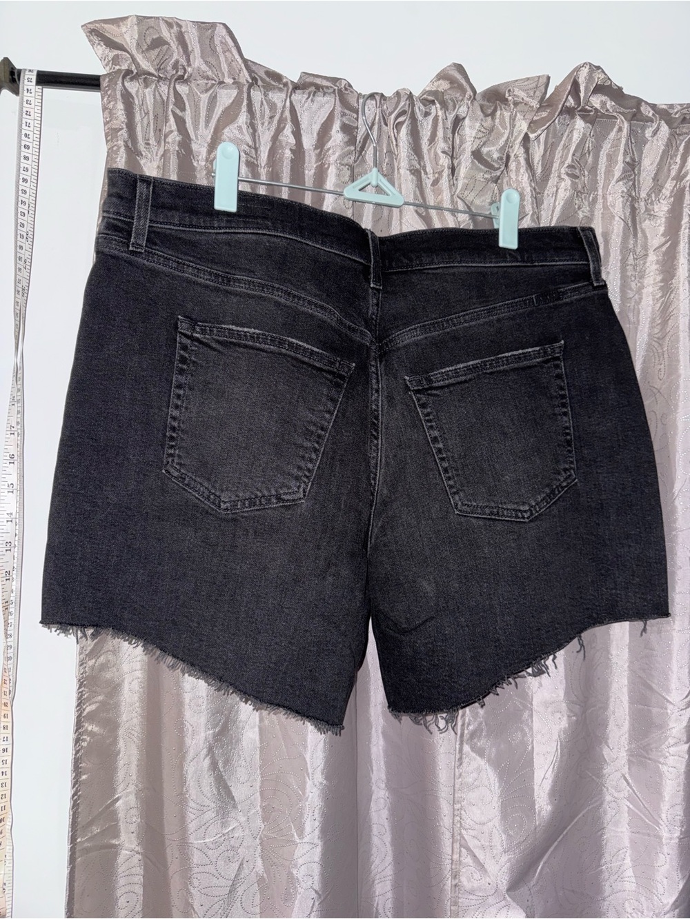 AYR Black Raw-Hem High-Rise Denim Shorts